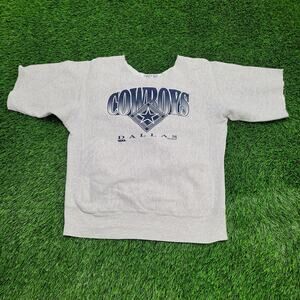 VTG 90s Dallas Cowboys Short Sleeve Sweatshirt L 21x27 Scoop Neck NFL
